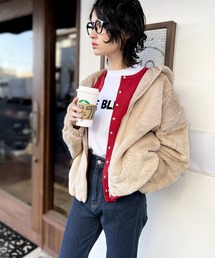 もこもこ暖か。フェイクラビットファーボリュームパーカー