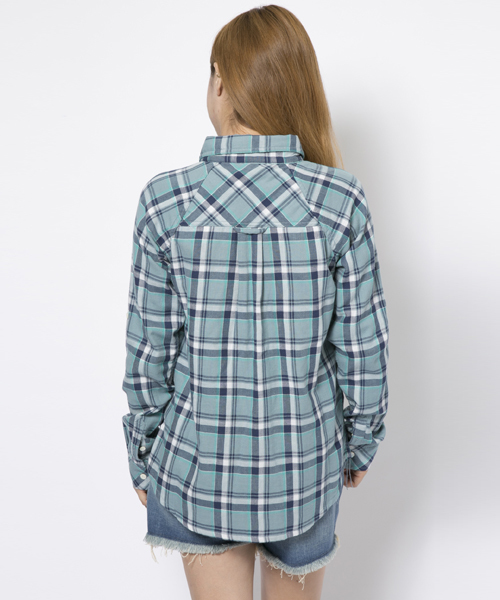 X-girl(エックスガール)の「【Smart4月号掲載】GAUZE PLAID RAGLAN SHIRT(シャツ/ブラウス・レディース・レッド/オレンジ/ライトブルー・1/2)」の5枚目の写真