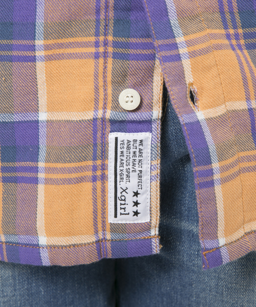 X-girl(エックスガール)の「【Smart4月号掲載】GAUZE PLAID RAGLAN SHIRT(シャツ/ブラウス・レディース・レッド/オレンジ/ライトブルー・1/2)」の8枚目の写真
