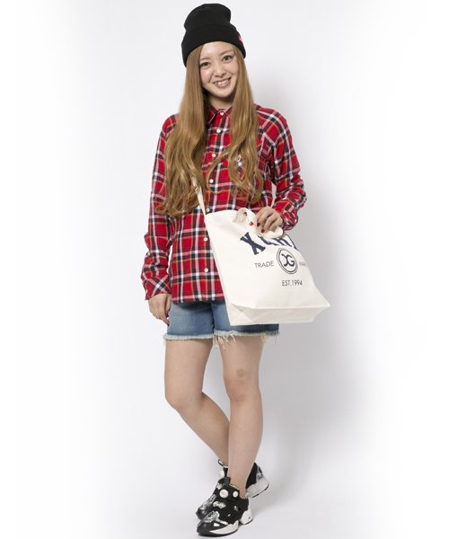 X-girl(エックスガール)の「【Smart4月号掲載】GAUZE PLAID RAGLAN SHIRT(シャツ/ブラウス・レディース・レッド/オレンジ/ライトブルー・1/2)」の9枚目の写真