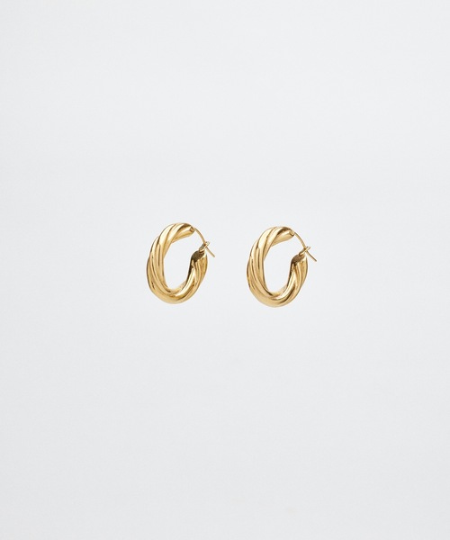 9ban(キューバン)の「【9ban】キューバン/ Twisted circle pierce(ピアス(両耳用)・レディース・ゴールド・FREE)」の3枚目の写真