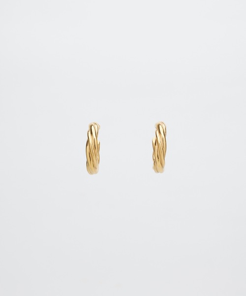 9ban(キューバン)の「【9ban】キューバン/ Twisted circle pierce(ピアス(両耳用)・レディース・ゴールド・FREE)」の2枚目の写真