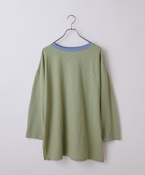 CIAOPANIC（チャオパニック）の「ボーダービッグロンT（Tシャツ/カットソー・レディース・スカイブルー/ピンク/ブルー/アイボリー/ローズ・FREE）」の22枚目の写真