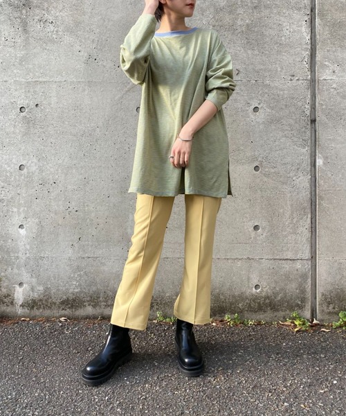 CIAOPANIC（チャオパニック）の「ボーダービッグロンT（Tシャツ/カットソー・レディース・スカイブルー/ピンク/ブルー/アイボリー/ローズ・FREE）」の18枚目の写真