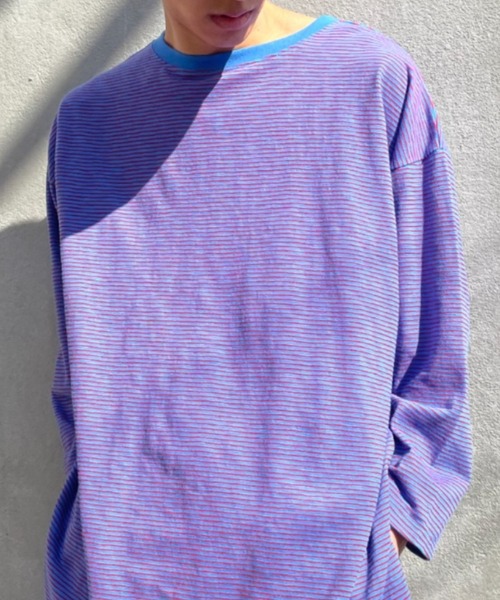 CIAOPANIC（チャオパニック）の「ボーダービッグロンT（Tシャツ/カットソー・レディース・スカイブルー/ピンク/ブルー/アイボリー/ローズ・FREE）」の13枚目の写真