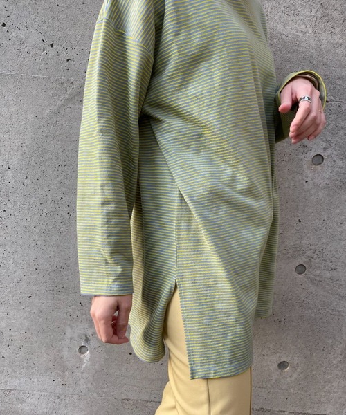 CIAOPANIC（チャオパニック）の「ボーダービッグロンT（Tシャツ/カットソー・レディース・スカイブルー/ピンク/ブルー/アイボリー/ローズ・FREE）」の9枚目の写真