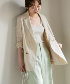 【週末お値下げ】美品Noble 麻ストレッチダブルブレストジャケット38 Noble - 美品♡NOBLE ノーブル 麻ストレッチダブルブレスト