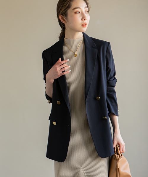 Noble 麻 ストレッチ ダブル ブレスト ジャケット ブラウン 34 美品 Noble 麻 ストレッチ ダブル ブレスト ジャケット ブラウン 36美品