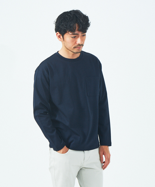 ABAHOUSE GRAY(アバハウスグレイ)の「シルケット ポンチ 長袖 Tシャツ(Tシャツ/カットソー・メンズ・ホワイト/ブラック/ネイビー/モカ/グレイッシュベージュ・46/48)」の5枚目の写真