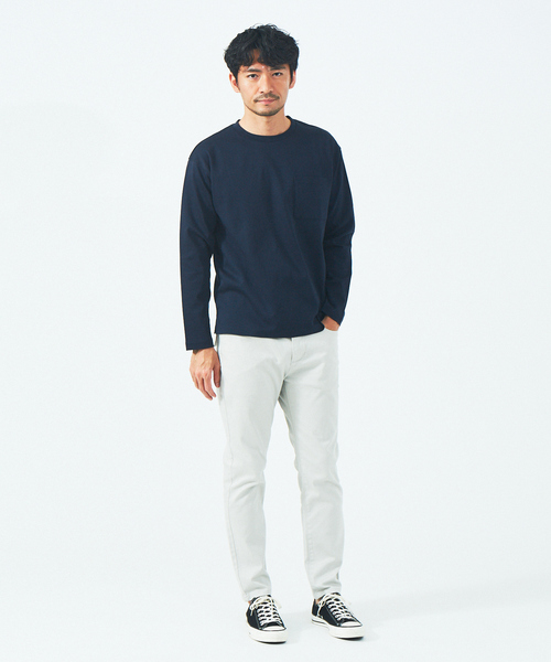 ABAHOUSE GRAY(アバハウスグレイ)の「シルケット ポンチ 長袖 Tシャツ(Tシャツ/カットソー・メンズ・ホワイト/ブラック/ネイビー/モカ/グレイッシュベージュ・46/48)」の6枚目の写真