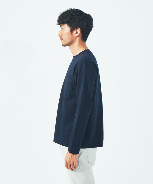 ABAHOUSE GRAY(アバハウスグレイ)の「シルケット ポンチ 長袖 Tシャツ(Tシャツ/カットソー・メンズ・ホワイト/ブラック/ネイビー/モカ/グレイッシュベージュ・46/48)」の7枚目の写真