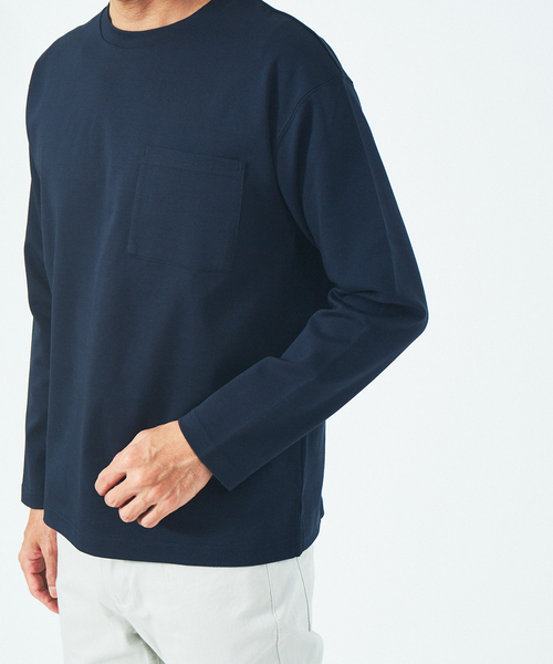 ABAHOUSE GRAY(アバハウスグレイ)の「シルケット ポンチ 長袖 Tシャツ(Tシャツ/カットソー・メンズ・ホワイト/ブラック/ネイビー/モカ/グレイッシュベージュ・46/48)」の10枚目の写真