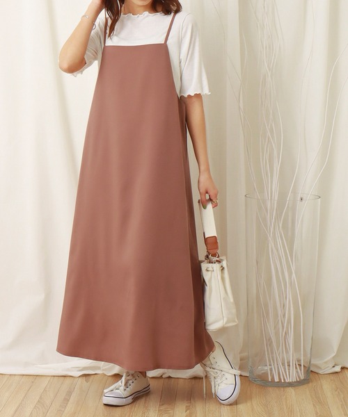 libelle more（リベル モア）の「ジャンスカ+シアーTシャツセット（ジャンパースカート・レディース・ブラック/ピンク/イエロー/グレイッシュベージュ・M/L）」の4枚目の写真