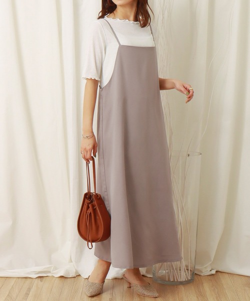 libelle more（リベル モア）の「ジャンスカ+シアーTシャツセット（ジャンパースカート・レディース・ブラック/ピンク/イエロー/グレイッシュベージュ・M/L）」の3枚目の写真