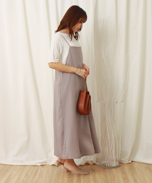 libelle more（リベル モア）の「ジャンスカ+シアーTシャツセット（ジャンパースカート・レディース・ブラック/ピンク/イエロー/グレイッシュベージュ・M/L）」の13枚目の写真