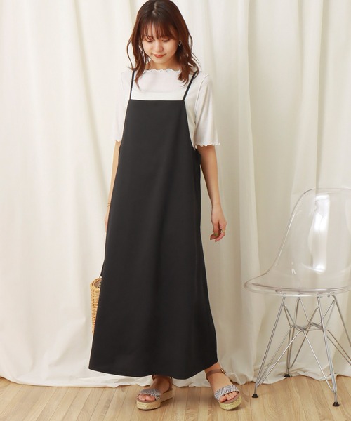 libelle more（リベル モア）の「ジャンスカ+シアーTシャツセット（ジャンパースカート・レディース・ブラック/ピンク/イエロー/グレイッシュベージュ・M/L）」の6枚目の写真