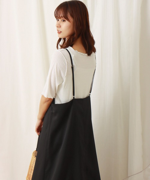 libelle more（リベル モア）の「ジャンスカ+シアーTシャツセット（ジャンパースカート・レディース・ブラック/ピンク/イエロー/グレイッシュベージュ・M/L）」の10枚目の写真