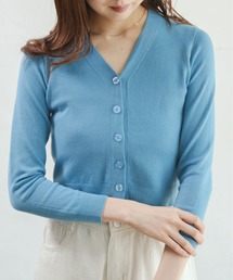 Alite cloth（アリーテクロス）の「無地カラーショート丈Vﾈｯｸｶﾗｰｶｰﾃﾞｨｶﾞﾝ（カーディガン/ボレロ）」