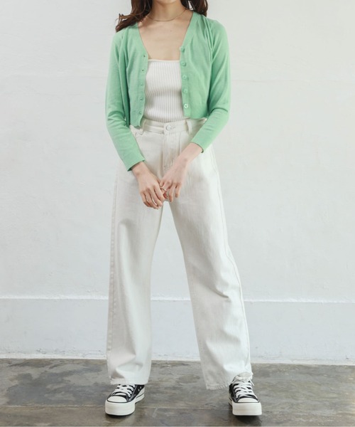 Alite cloth(アリーテクロス)の「無地カラーショート丈Vネックカラーカーディガン(カーディガン/ボレロ・レディース・イエロー/ブラック/ピンク/ブルー/ミント・FREE)」の11枚目の写真