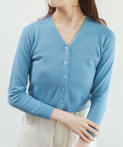 セール】無地カラーショート丈Vﾈｯｸｶﾗｰｶｰﾃﾞｨｶﾞﾝ（カーディガン/ボレロ