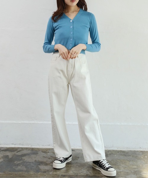 Alite cloth(アリーテクロス)の「無地カラーショート丈Vネックカラーカーディガン(カーディガン/ボレロ・レディース・イエロー/ブラック/ピンク/ブルー/ミント・FREE)」の13枚目の写真