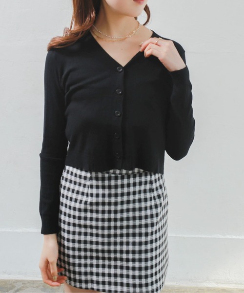 Alite cloth(アリーテクロス)の「無地カラーショート丈Vネックカラーカーディガン(カーディガン/ボレロ・レディース・イエロー/ブラック/ピンク/ブルー/ミント・FREE)」の18枚目の写真