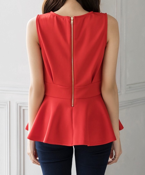 Julia Boutique（ジュリアブティック）の「ウエストタックペプラムトップス/22038（Tシャツ/カットソー・レディース・ホワイト/ブラック/ネイビー/レッド/グリーン・ONE）」の19枚目の写真