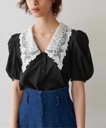 FREE'S MART | ◆トリミングビッグカラー半袖ブラウス(シャツ/ブラウス)