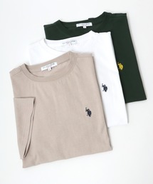 「ユニセックス」U.S. POLO ASSN.(ユーエスポロアッスン)ブランドワンポイントロゴ刺繍 無地Tシャツ/半袖トップス メンズ レディース