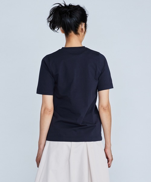 ESSENTIAL(エッセンシャル)の「ワンポイントロゴTシャツ(Tシャツ/カットソー・レディース・オフホワイト/ネイビー/ピンク/サックスブルー・FREE)」の7枚目の写真