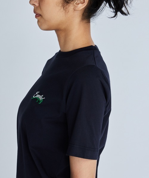 ESSENTIAL(エッセンシャル)の「ワンポイントロゴTシャツ(Tシャツ/カットソー・レディース・オフホワイト/ネイビー/ピンク/サックスブルー・FREE)」の10枚目の写真