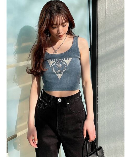 GYDA（ジェイダ）の「PARM TREE PROCESSING タンクトップ（タンクトップ・レディース・ブラック/オフホワイト/グリーン・FREE）」の10枚目の写真