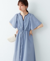 natural couture | 美しいラインが魅力 フレアスリーブパイピングワンピース(ワンピース)