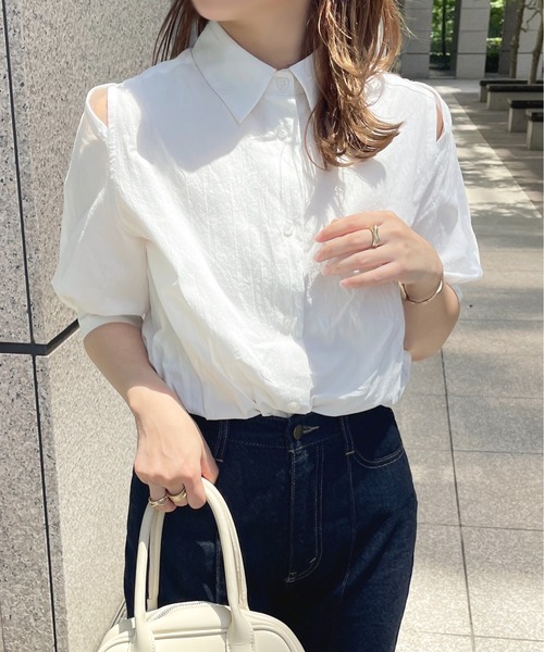 apres jour(アプレジュール)の「2WAYショルダーシャツブラウス【ZOZOTOWN限定アイテム】(シャツ/ブラウス・レディース・ネイビー/オフホワイト/サックスブルー/ピンク/ピンク系その他・X-LARGE/フリー)」の7枚目の写真