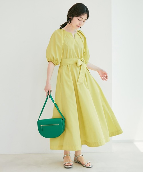 VIS（ビス）の「【EASY CARE】袖タックボリュームスリーブワンピース（ワンピース・レディース・ブラック/ベージュ/イエロー・S/M）」の15枚目の写真