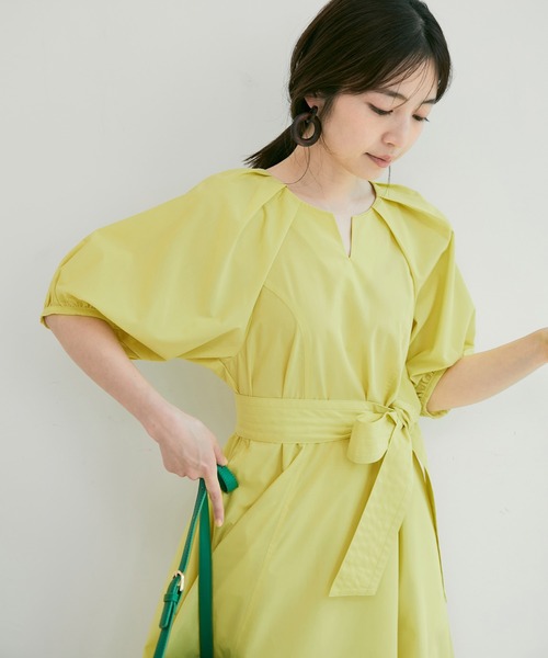 VIS（ビス）の「【EASY CARE】袖タックボリュームスリーブワンピース（ワンピース・レディース・ブラック/ベージュ/イエロー・S/M）」の17枚目の写真
