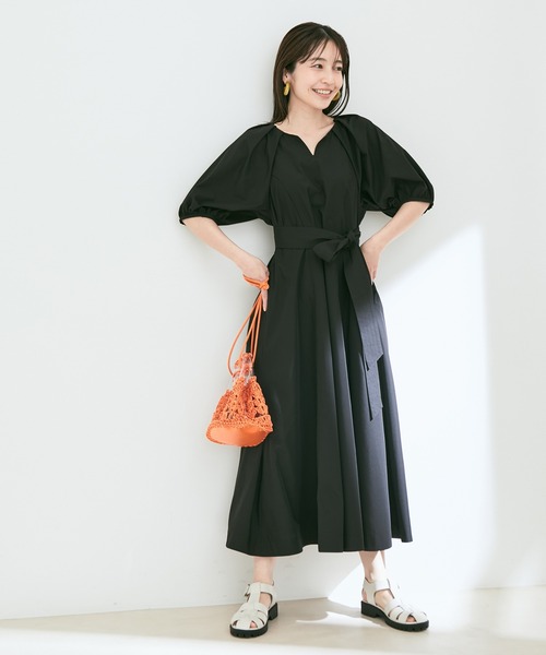 VIS（ビス）の「【EASY CARE】袖タックボリュームスリーブワンピース（ワンピース・レディース・ブラック/ベージュ/イエロー・S/M）」の19枚目の写真