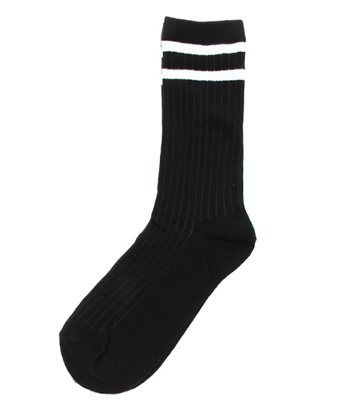 ROSE BUD（ローズバッド）の「LR-15116 STRIPE RIB SOCKS（ソックス/靴下・レディース・ホワイト/ブラック・ONE SIZE）」の2枚目の写真