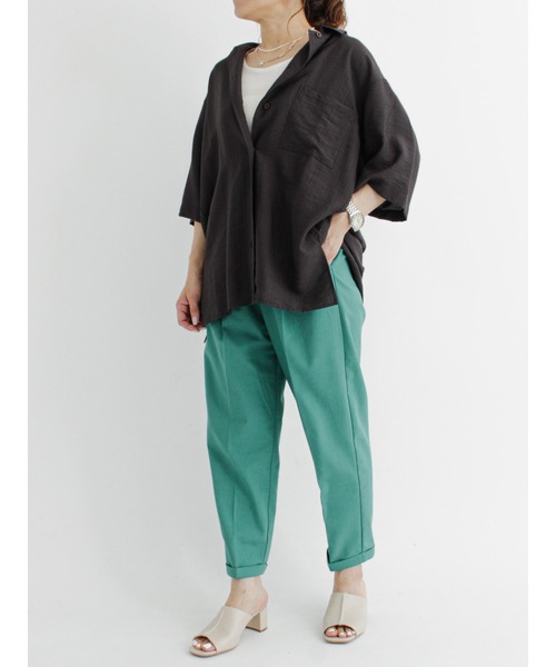 Samansa Mos2 blue(サマンサモスモスブルー)の「開襟ビッグシャツ(シャツ/ブラウス・レディース・カーキ/チャコール/ライトベージュ・フリ-)」の10枚目の写真