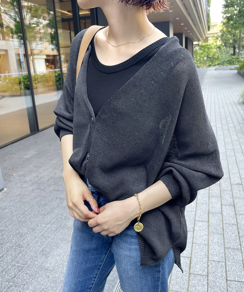 Spick & Span（スピックアンドスパン）の「ペーパーヤーンカーディガン（カーディガン/ボレロ・レディース・ブラック/ベージュ・FREE）」の14枚目の写真