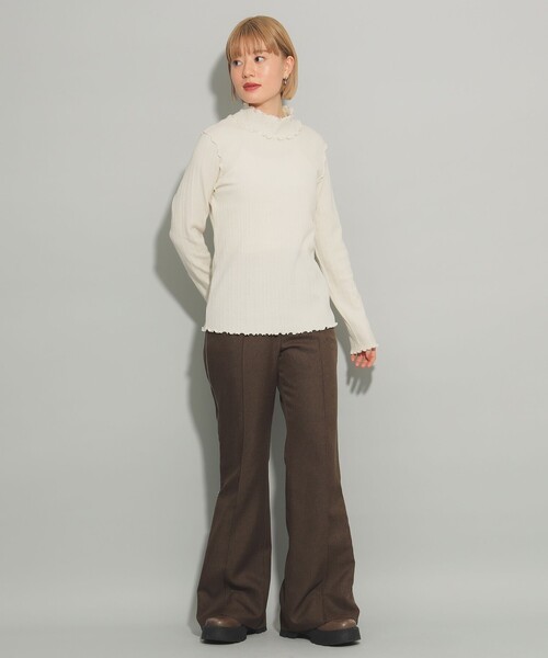 Ray BEAMS(レイビームス)の「【4/2値下げ】ランダム リブ メロー ハイネック カットソー(Tシャツ/カットソー・レディース・クリーム/ブラック/オフホワイト・ONE SIZE)」の8枚目の写真