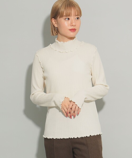 Ray BEAMS(レイビームス)の「【4/2値下げ】ランダム リブ メロー ハイネック カットソー(Tシャツ/カットソー・レディース・クリーム/ブラック/オフホワイト・ONE SIZE)」の12枚目の写真