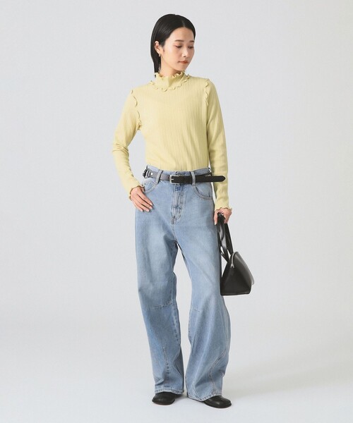 Ray BEAMS（レイビームス）の「ランダム リブ メロー ハイネック カットソー（Tシャツ/カットソー・レディース・クリーム/ブラック/オフホワイト・ONE SIZE）」の8枚目の写真