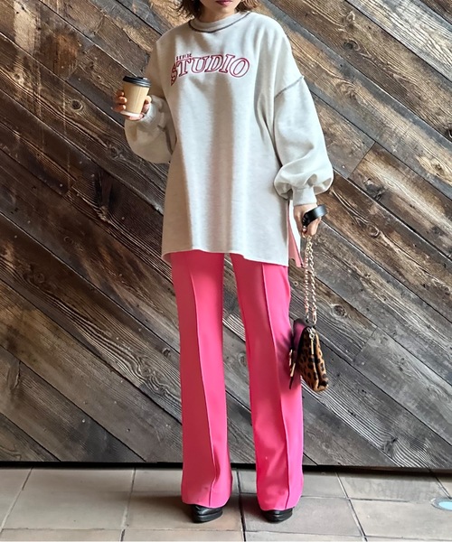 mi via loca(ミヴィアロカ)の「ストレッチフレアパンツ(その他パンツ・レディース・ブラック/ダークグリーン/マスタード/モカ/ライトグリーン/コーラル/ピンク/グリーン/ブラウン・FREE)」の13枚目の写真