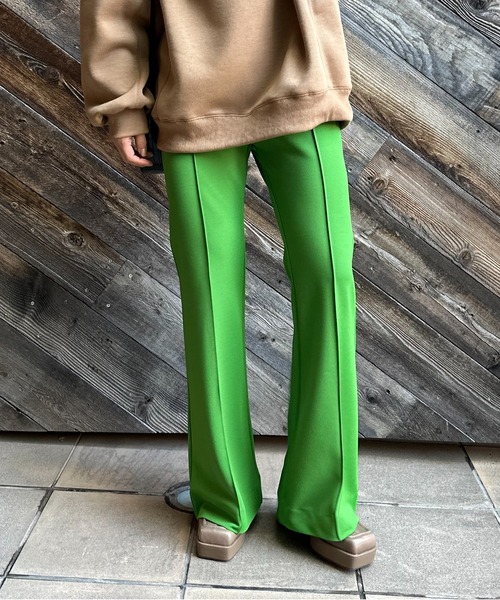 ♠MARCHE FLEUR】✨未使用　ベロアフレアパンツ　ブラック×オレンジ　M セール】velours leggings PT / ベロアフレアパンツ（その他