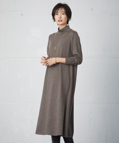 J.PRESS Ladies(J.プレス レディス)の「【WEB限定カラーあり・洗える】EASY WOOL ワンピース(ワンピース・レディース・ブラウン系/ネイビー系/パープル系/グレー系・XS)」の3枚目の写真