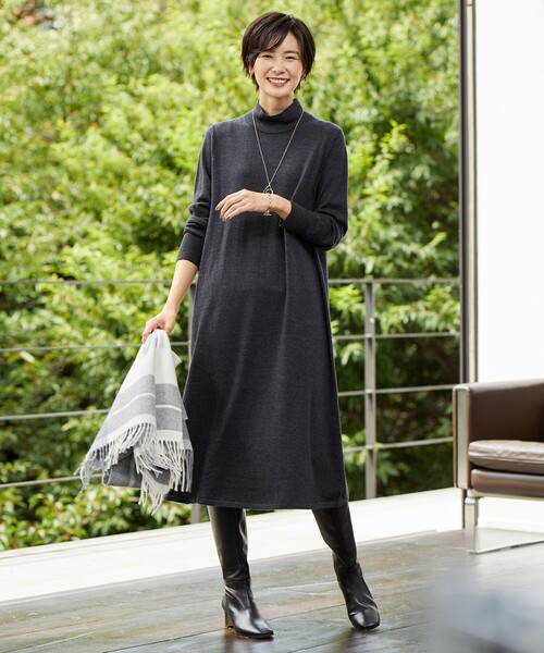 J.PRESS Ladies(J.プレス レディス)の「【WEB限定カラーあり・洗える】EASY WOOL ワンピース(ワンピース・レディース・ブラウン系/ネイビー系/パープル系/グレー系・XS)」の8枚目の写真