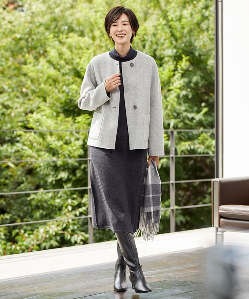 J.PRESS Ladies(J.プレス レディス)の「【WEB限定カラーあり・洗える】EASY WOOL ワンピース(ワンピース・レディース・ブラウン系/ネイビー系/パープル系/グレー系・XS)」の9枚目の写真