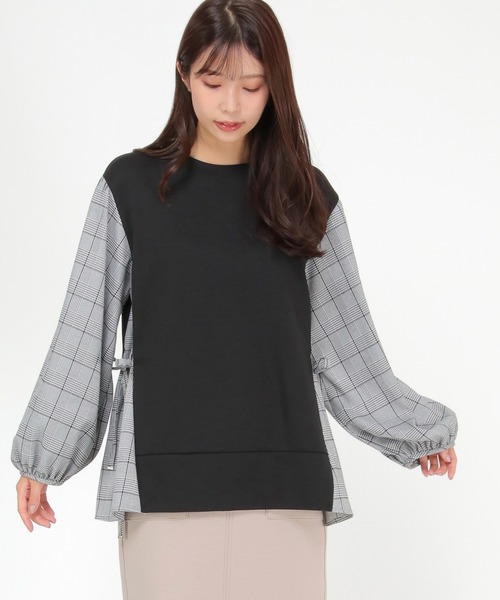 ikka(イッカ)の「カッソー袖切り替えレーヤードプルオーバー(Tシャツ/カットソー・レディース・ブラック/ベージュ/ネイビー/グリーン・S/M/L)」の2枚目の写真