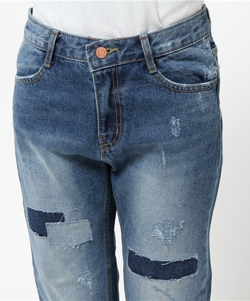 WHO'S WHO gallery（フーズフーギャラリー）の「【minddenim】パッチストレートデニム（デニムパンツ・レディース・ブルー・SMALL/MEDIUM）」の5枚目の写真